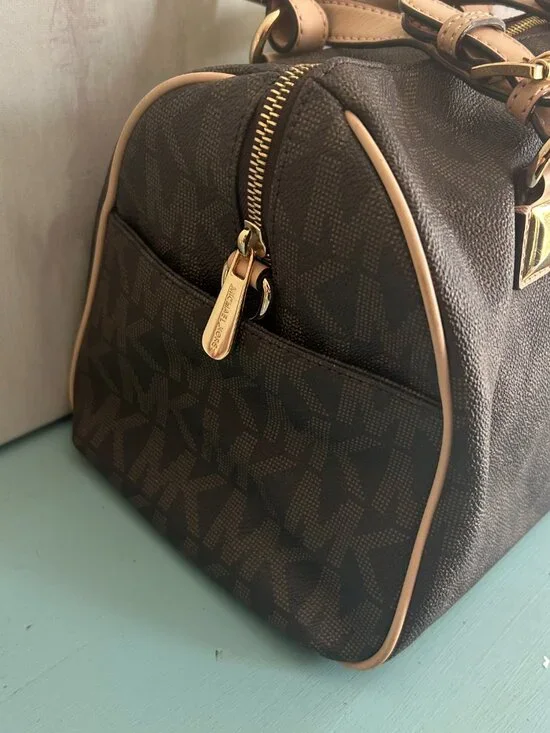 Michael Kors Grayson Monogram Leather Boston Bag Purse Matching Jet Set Wallet - Picture 6 of 16